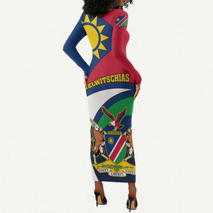 Namibia Rugby Long Sleeve Bodycon Dress - Welwitschias Go World Cup LT01