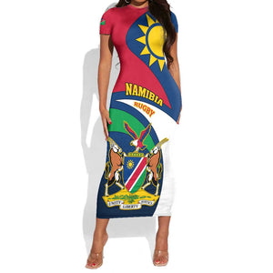 Namibia Rugby Short Sleeve Bodycon Dress - Welwitschias Go World Cup LT01