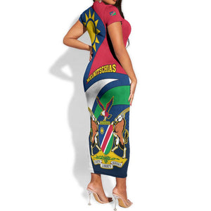 Namibia Rugby Short Sleeve Bodycon Dress - Welwitschias Go World Cup LT01