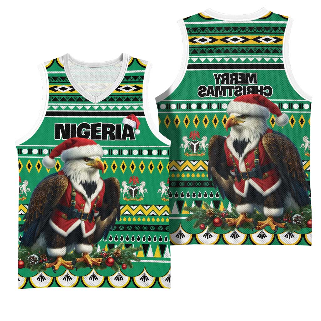 Nigeria Christmas Basketball Jersey Eagle Santa - African Pattern - African Pride