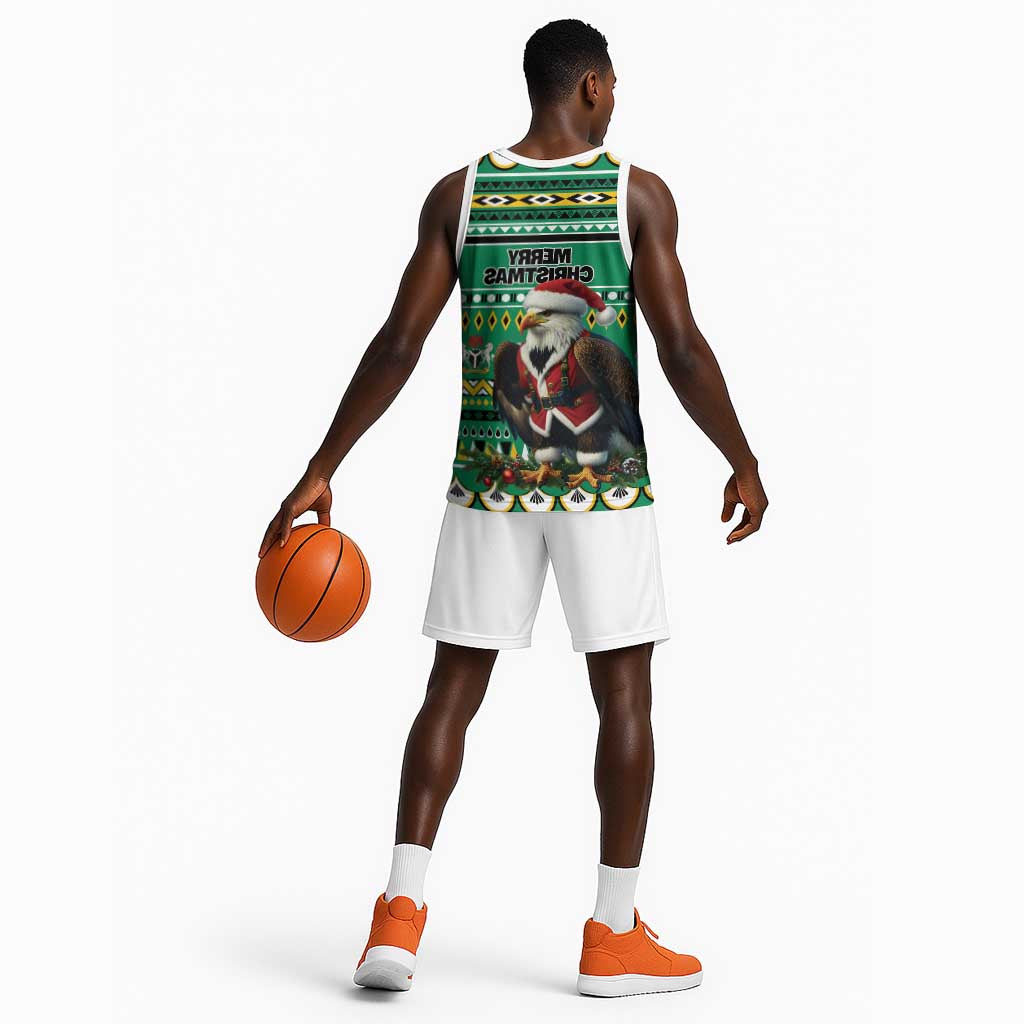 Nigeria Christmas Basketball Jersey Eagle Santa - African Pattern - African Pride