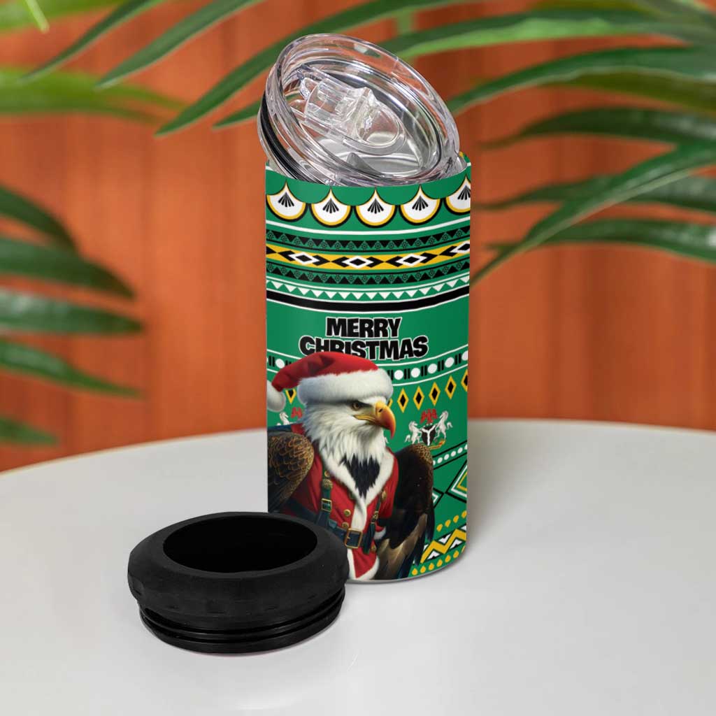 Nigeria Christmas 4 in 1 Can Cooler Tumbler Eagle Santa - African Pattern