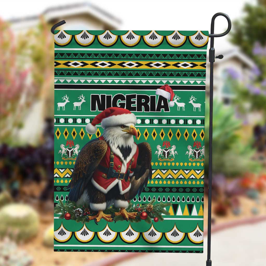 Nigeria Christmas Garden Flag Eagle Santa - African Pattern