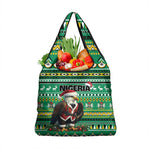Nigeria Christmas Grocery Bag Eagle Santa - African Pattern