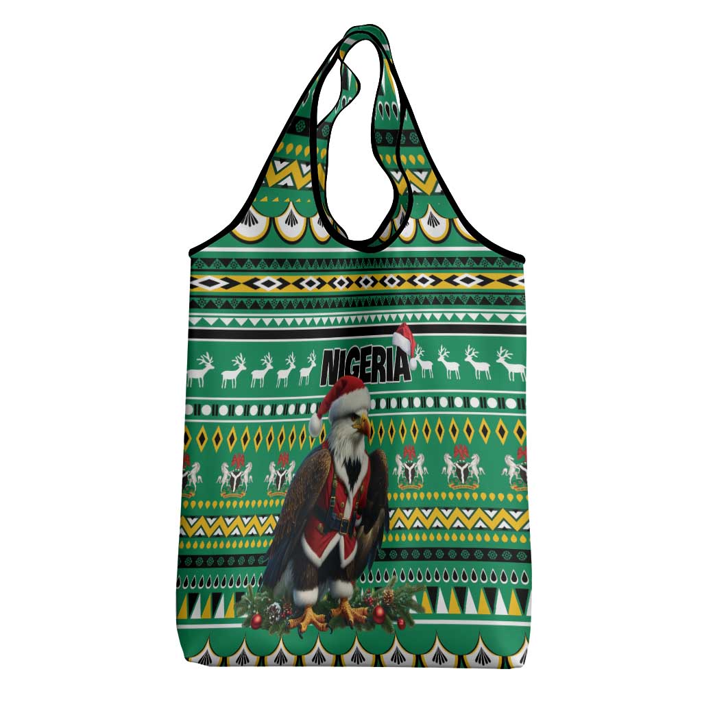 Nigeria Christmas Grocery Bag Eagle Santa - African Pattern