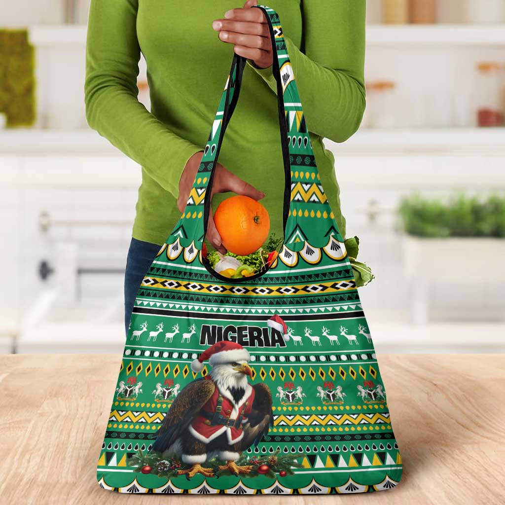 Nigeria Christmas Grocery Bag Eagle Santa - African Pattern