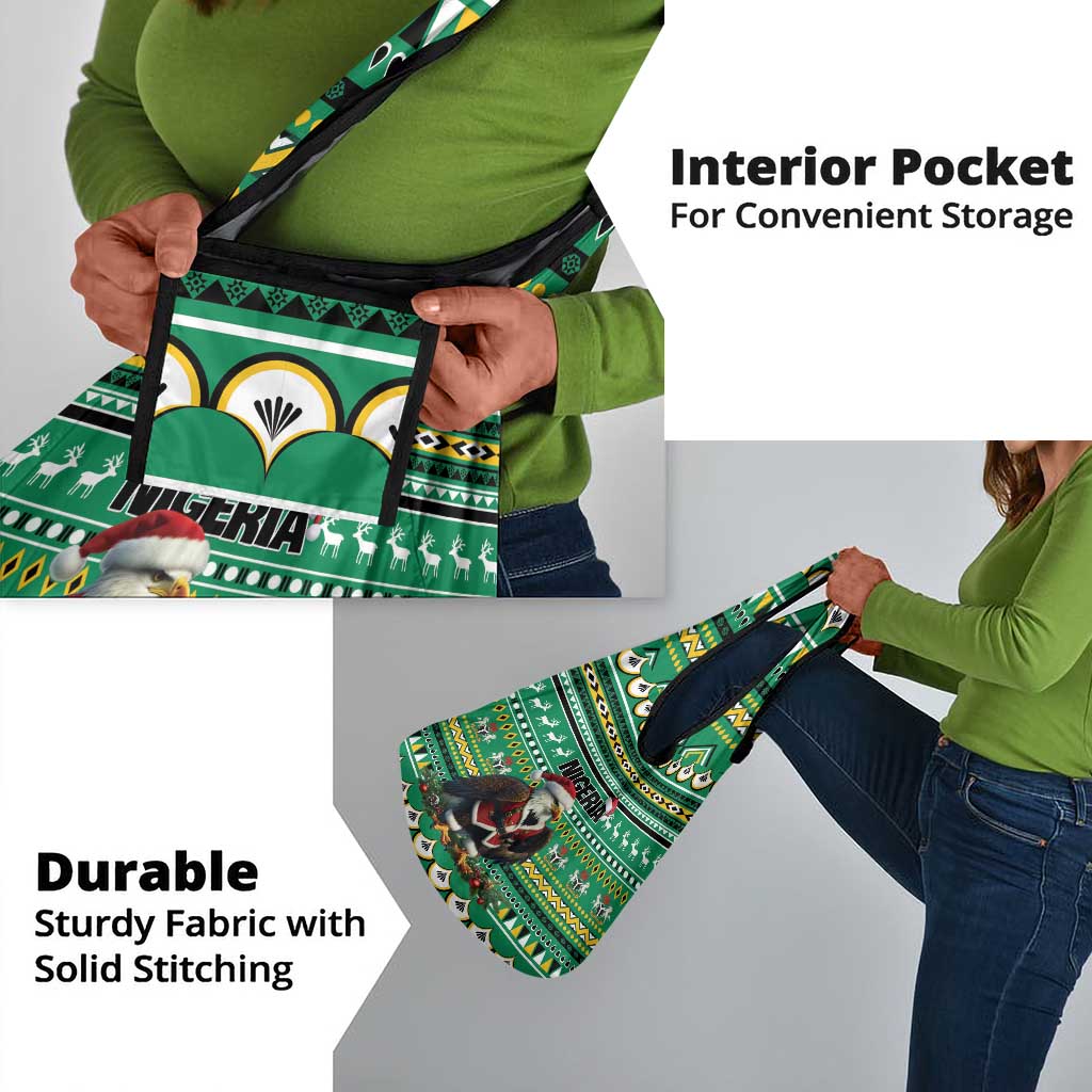 Nigeria Christmas Grocery Bag Eagle Santa - African Pattern