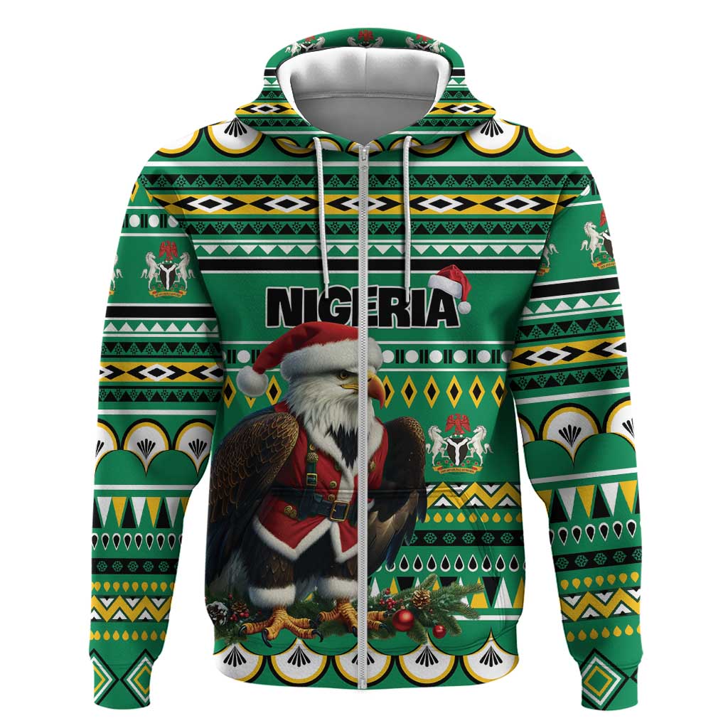 Nigeria Christmas Hoodie Eagle Santa - African Pattern