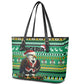 Nigeria Christmas Leather Tote Bag Eagle Santa - African Pattern