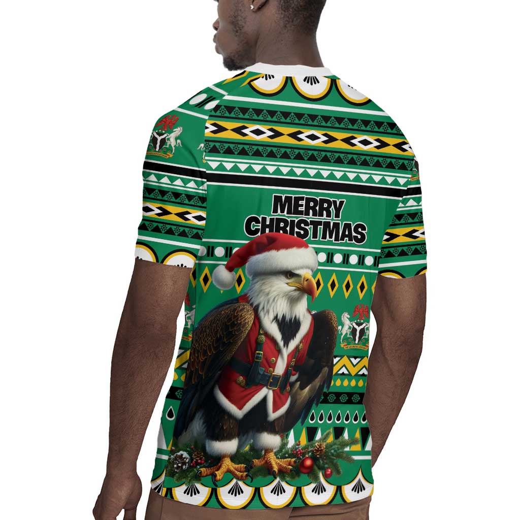 Nigeria Christmas Rugby Jersey Eagle Santa - African Pattern