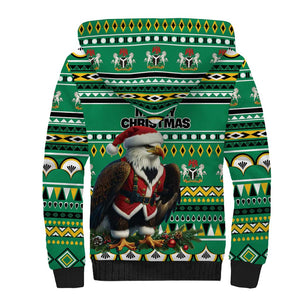 Nigeria Christmas Sherpa Hoodie Eagle Santa - African Pattern