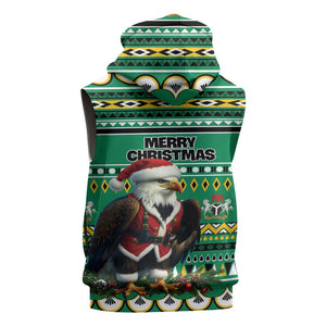 Nigeria Christmas Sleeveless Hoodie Eagle Santa - African Pattern - African Pride