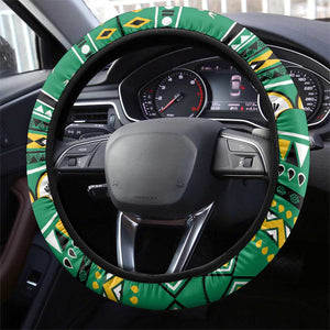 Nigeria Christmas Steering Wheel Cover Eagle Santa - African Pattern