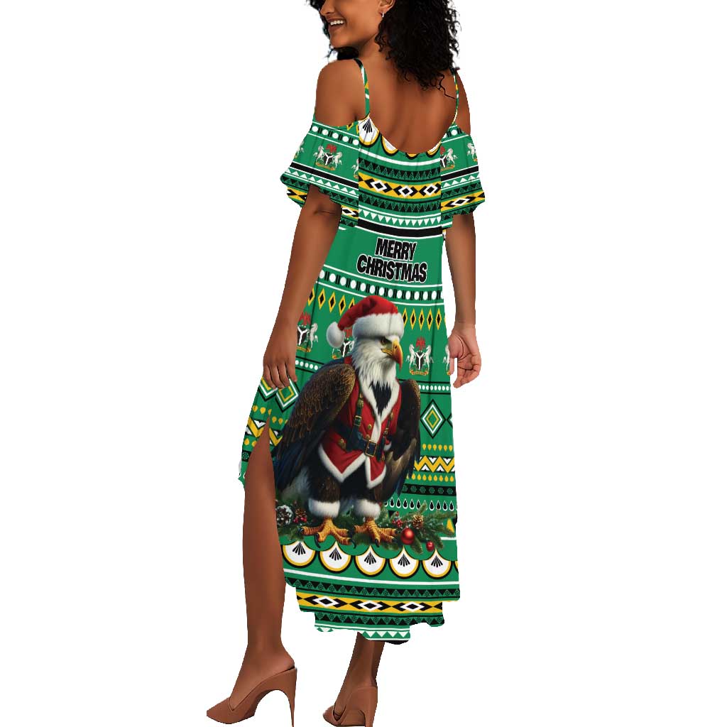 Nigeria Christmas Summer Maxi Dress Eagle Santa - African Pattern