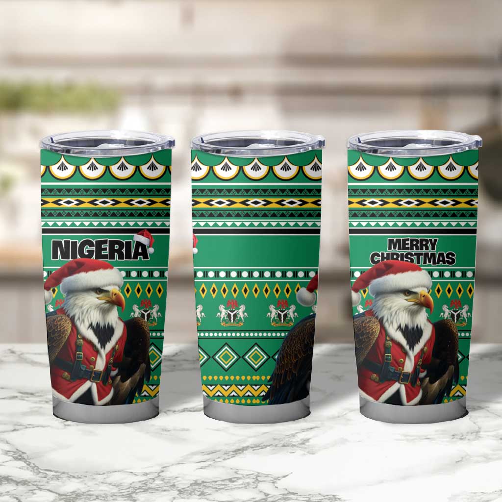 Nigeria Christmas Tumbler Cup Eagle Santa - African Pattern