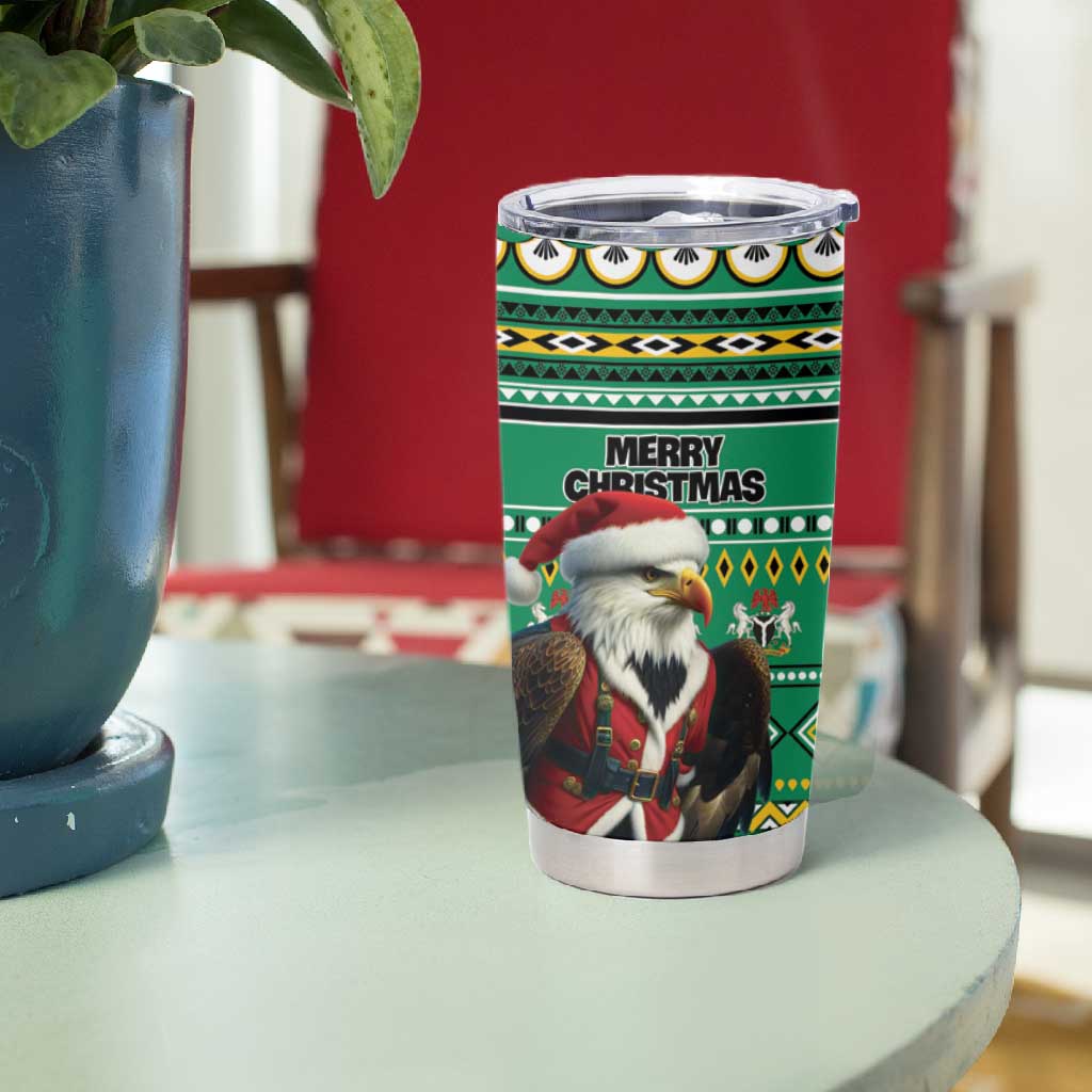 Nigeria Christmas Tumbler Cup Eagle Santa - African Pattern