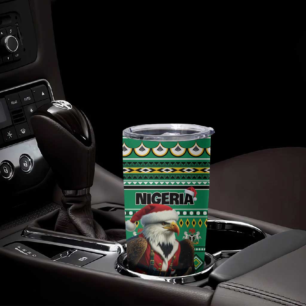 Nigeria Christmas Tumbler Cup Eagle Santa - African Pattern