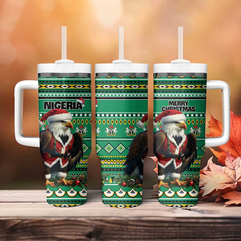 Nigeria Christmas Tumbler With Handle Eagle Santa - African Pattern