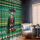 Nigeria Christmas Window Curtain Eagle Santa - African Pattern