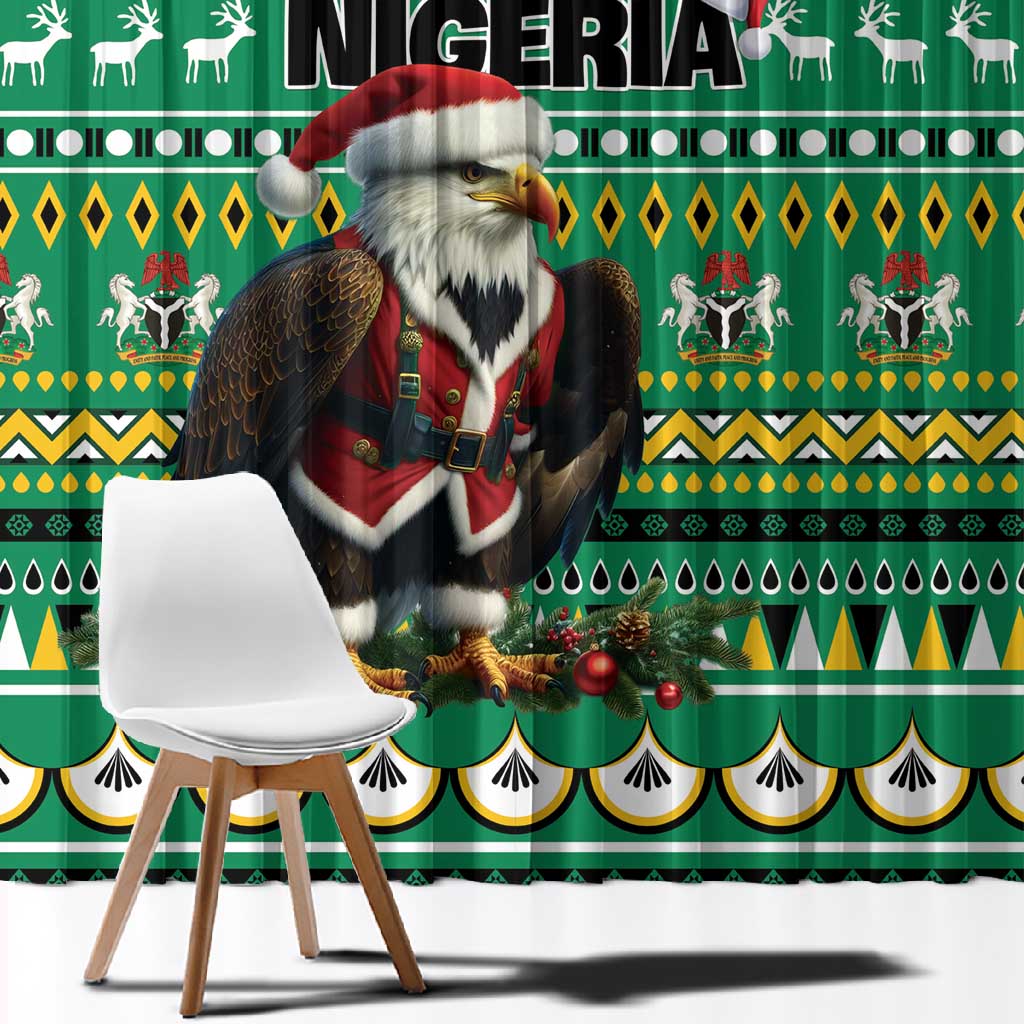 Nigeria Christmas Window Curtain Eagle Santa - African Pattern
