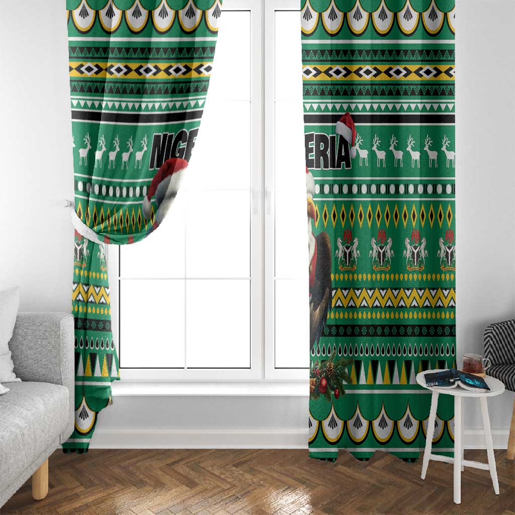 Nigeria Christmas Window Curtain Eagle Santa - African Pattern