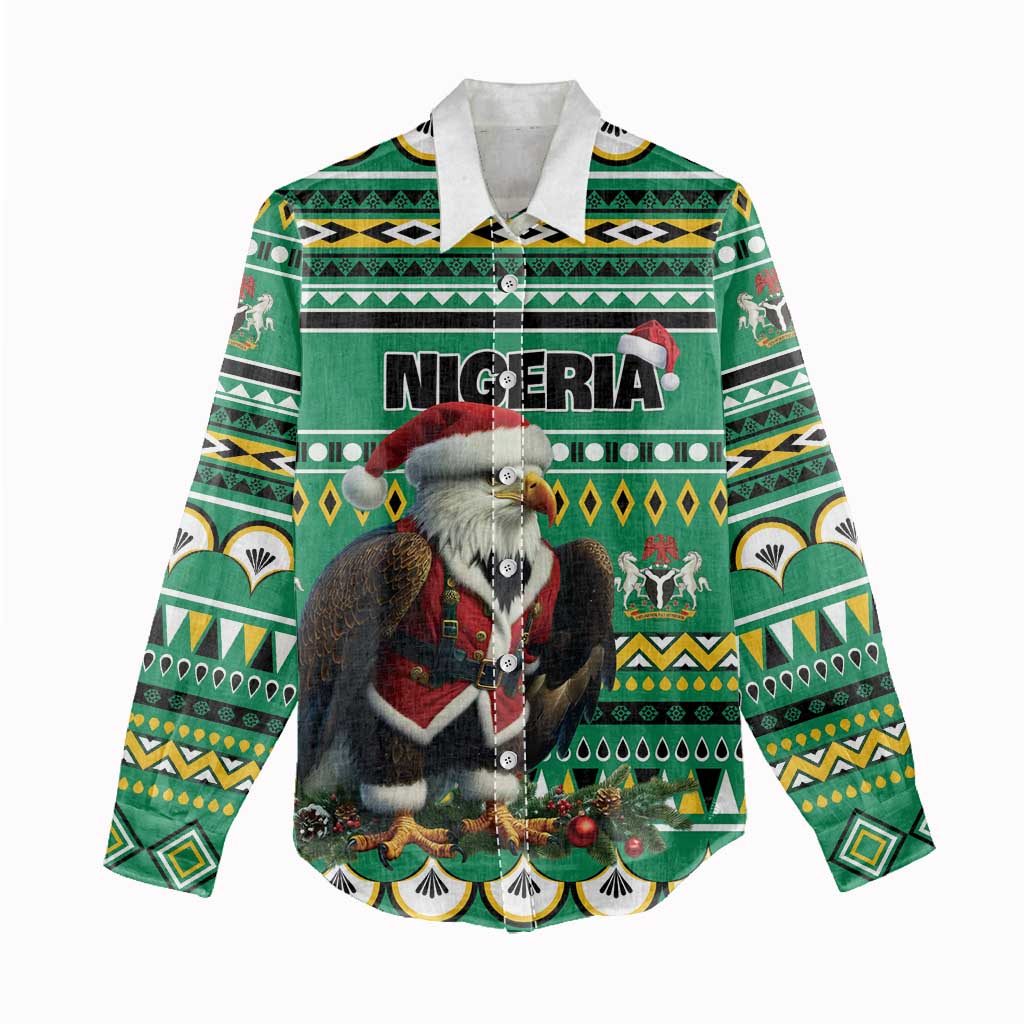 Nigeria Christmas Women Casual Shirt Eagle Santa - African Pattern LT01