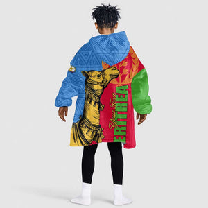Eritrea Independence Day 2024 KId Wearable Blanket Hoodie Eritrean Camel African Pattern