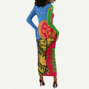 Eritrea Independence Day 2024 Long Sleeve Bodycon Dress Eritrean Camel African Pattern LT01