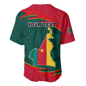 Personalized Cameroon Baseball Jersey with Cameroun Coat of Arms and African Pattern