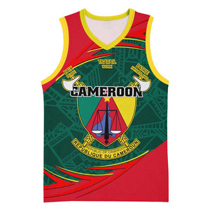 Personalized Cameroon Basketball Jersey with Cameroun Coat of Arms and African Pattern - African Pride