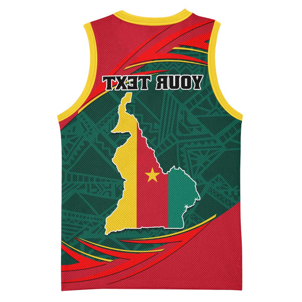 Personalized Cameroon Basketball Jersey with Cameroun Coat of Arms and African Pattern - African Pride