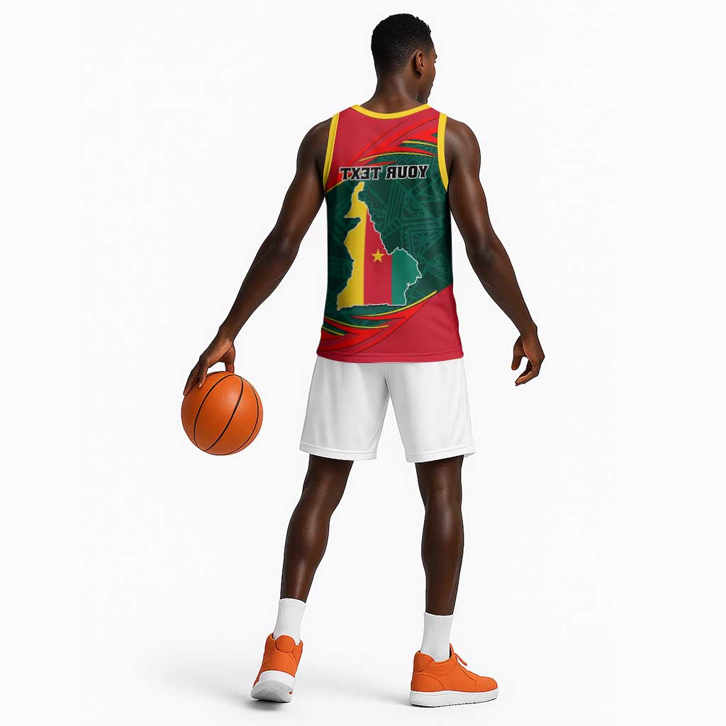Personalized Cameroon Basketball Jersey with Cameroun Coat of Arms and African Pattern - African Pride