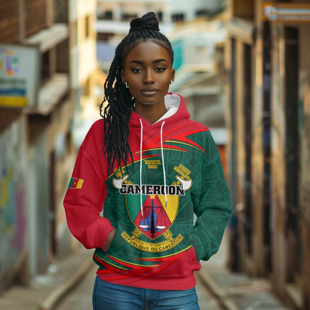Personalized Cameroon Hoodie with Cameroun Coat of Arms and African Pattern