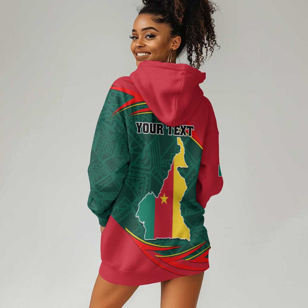 Personalized Cameroon Hoodie Dress with Cameroun Coat of Arms and African Pattern