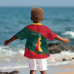 Personalized Cameroon Kid Hawaiian Shirt with Cameroun Coat of Arms and African Pattern