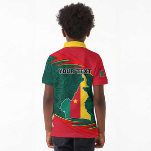 Personalized Cameroon Kid Polo Shirt with Cameroun Coat of Arms and African Pattern