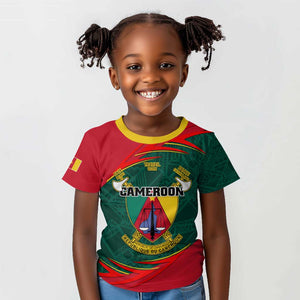 Personalized Cameroon Kid T shirt with Cameroun Coat of Arms and African Pattern