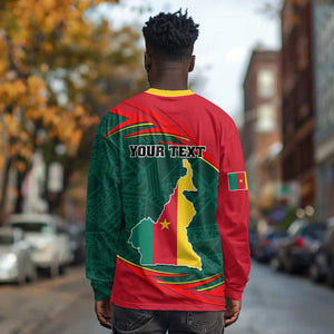 Personalized Cameroon Long Sleeve Shirt with Cameroun Coat of Arms and African Pattern LT01