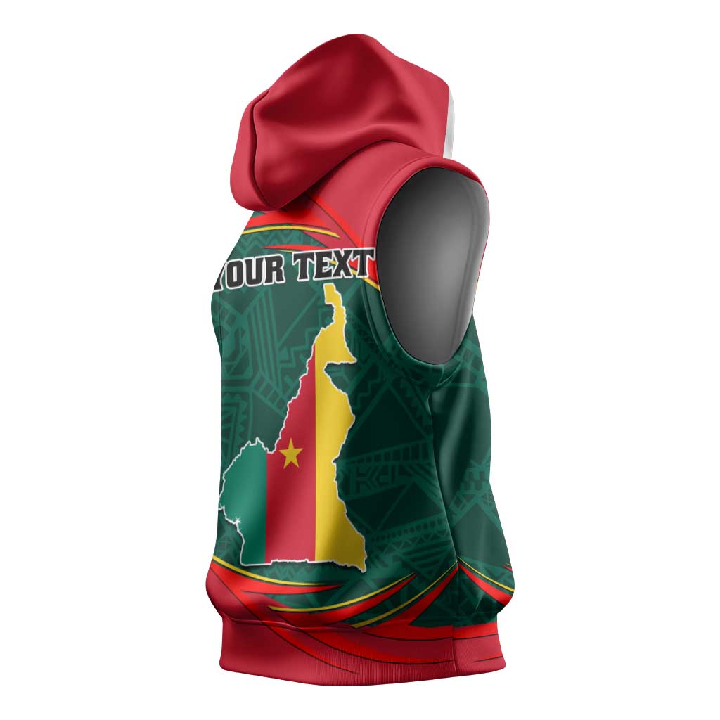 Personalized Cameroon Sleeveless Hoodie with Cameroun Coat of Arms and African Pattern - African Pride