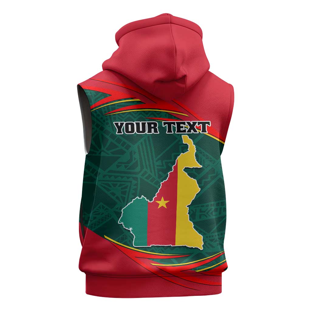 Personalized Cameroon Sleeveless Zip Hoodie with Cameroun Coat of Arms and African Pattern - African Pride