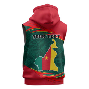 Personalized Cameroon Sleeveless Zip Hoodie with Cameroun Coat of Arms and African Pattern - African Pride