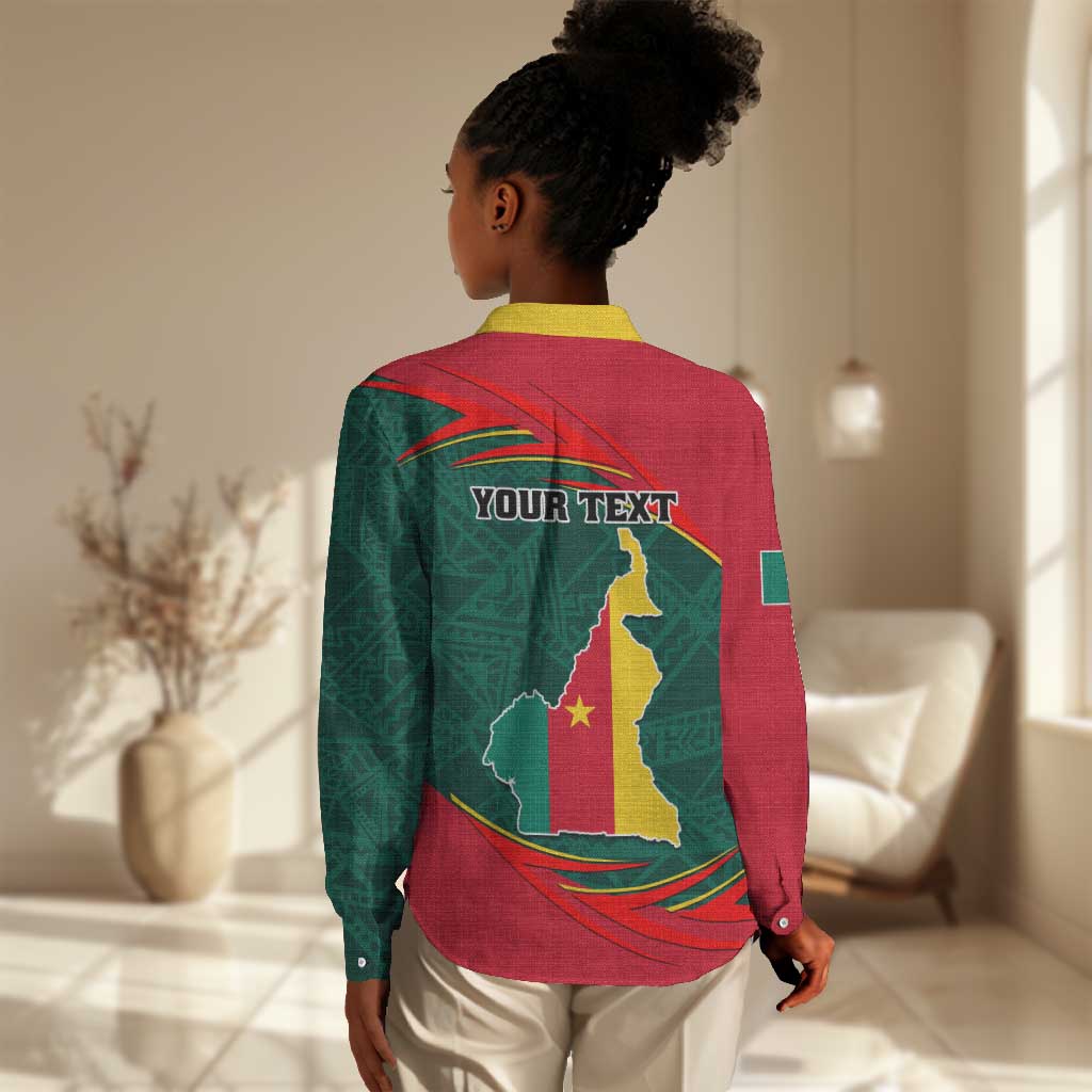 Personalized Cameroon Women Casual Shirt with Cameroun Coat of Arms and African Pattern LT01