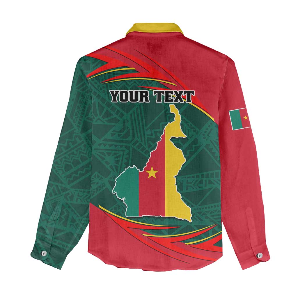 Personalized Cameroon Women Casual Shirt with Cameroun Coat of Arms and African Pattern LT01