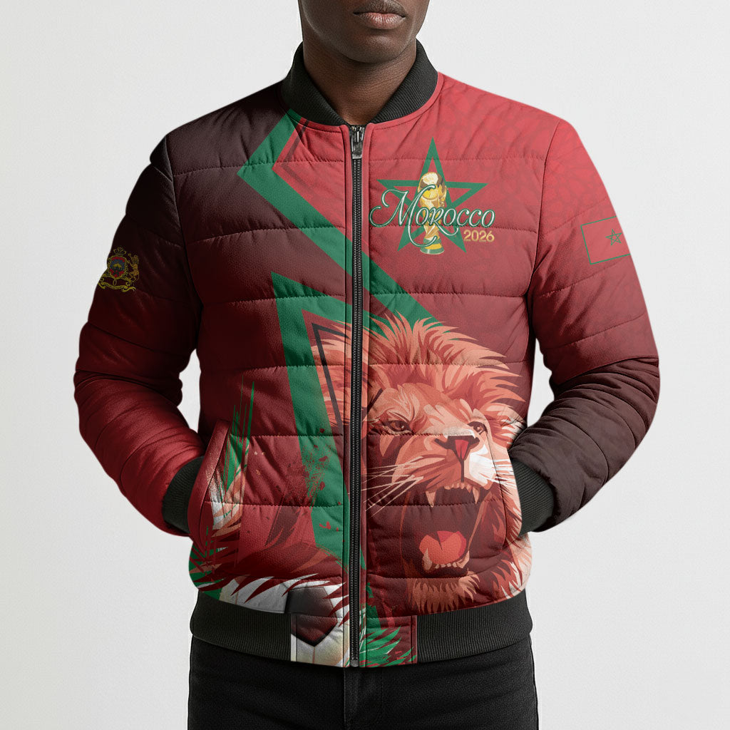 Custom Morocco 2026 World Football Bomber Puffer Jacket Together for One Goal Champions