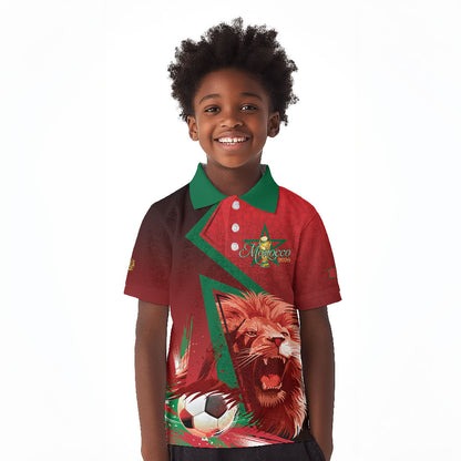 Custom Morocco 2026 World Football Kid Polo Shirt Together for One Goal Champions