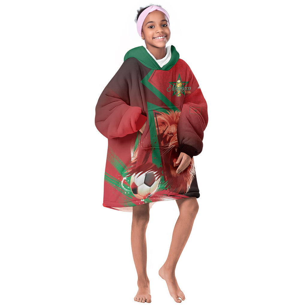Custom Morocco 2026 World Football Kid Wearable Blanket Hoodie Together for One Goal Champions