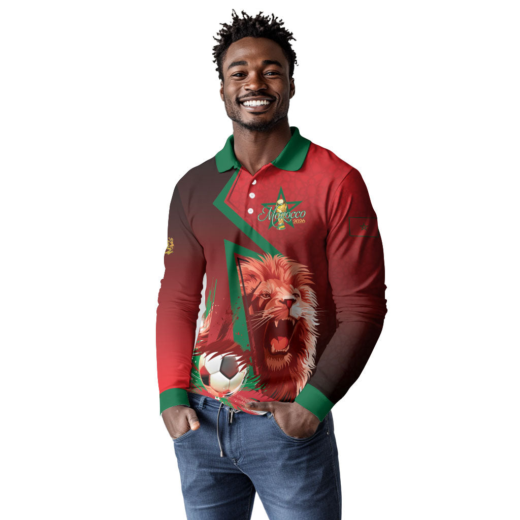 Custom Morocco 2026 World Football Long Sleeve Polo Shirt Together for One Goal Champions