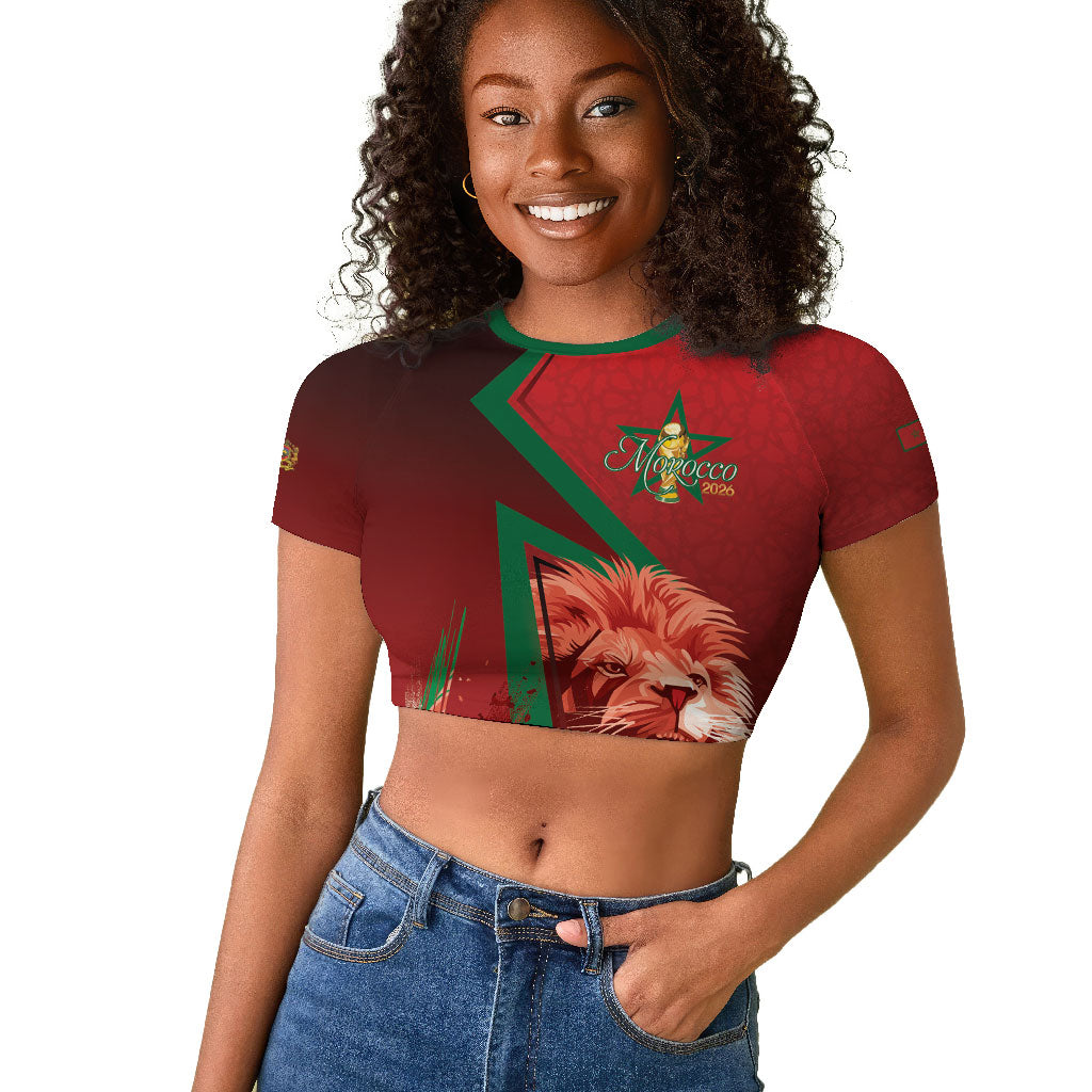 Custom Morocco 2026 World Football Raglan Cropped T shirt Together for One Goal Champions