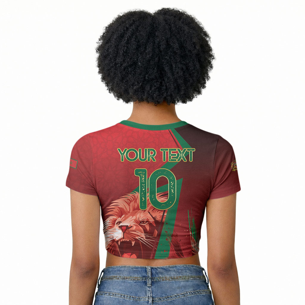 Custom Morocco 2026 World Football Raglan Cropped T shirt Together for One Goal Champions
