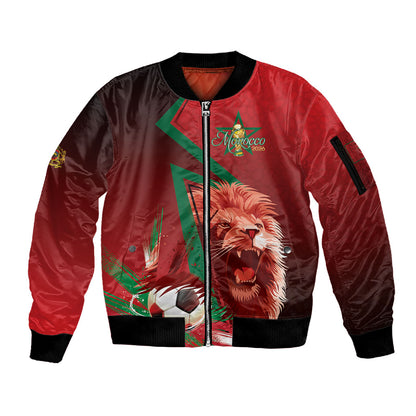 Custom Morocco 2026 World Football Sleeve Zip Bomber Jacket Together for One Goal Champions